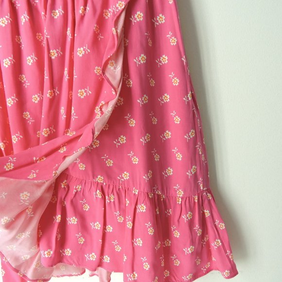 J Crew Re-Imagined Dress faux wrap pink floral - Picture 5 of 12